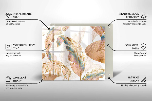 Zaščitna plošča za štedilnik Boho perje in listi