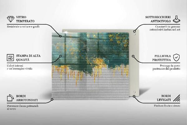 Zaščitna plošča za štedilnik Abstrakcija z zlatom