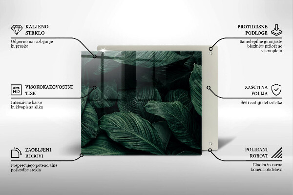 Stenska zaščitna plošča za štedilnik Temni listi