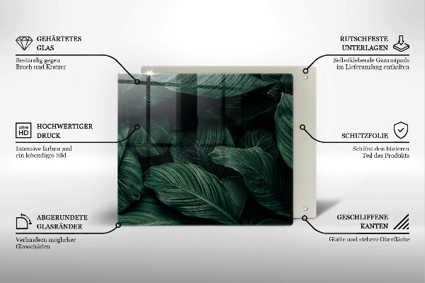 Stenska zaščitna plošča za štedilnik Temni listi