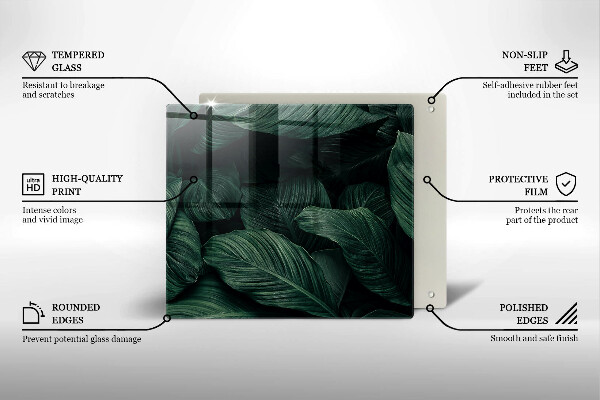 Stenska zaščitna plošča za štedilnik Temni listi