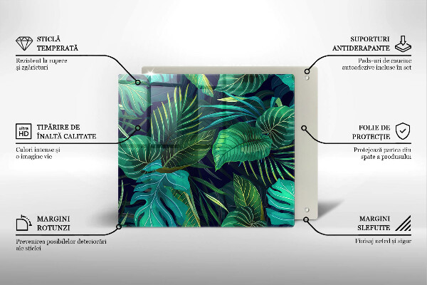 Stenska zaščitna plošča za štedilnik Ilustracija listov iz džungle
