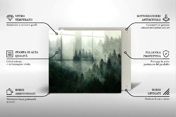 Zaščitna plošča za štedilnik Meglena gozdna pokrajina
