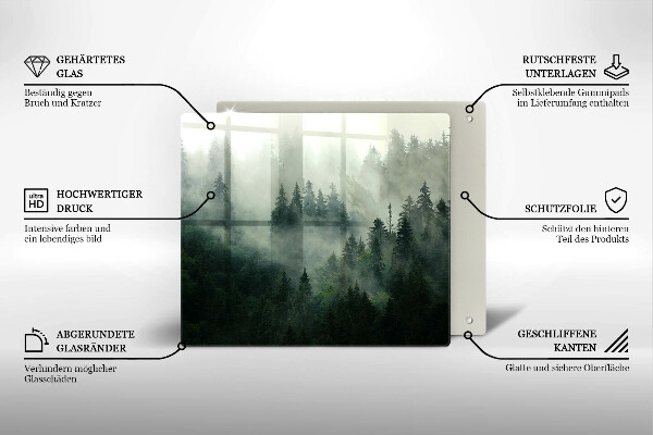Zaščitna plošča za štedilnik Meglena gozdna pokrajina