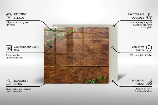 Zaščitna plošča za štedilnik Lesene deske in listi