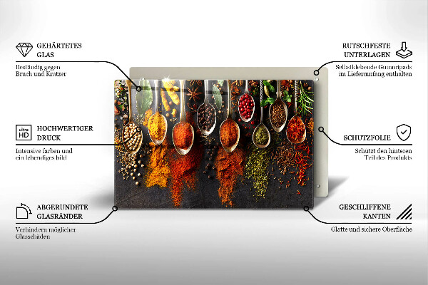 Zaščitna steklena plošča za štedilnik Žlice z začimbami
