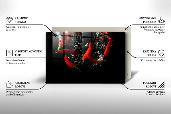 Zaščitna plošča za štedilnik Čili paprike v vodi