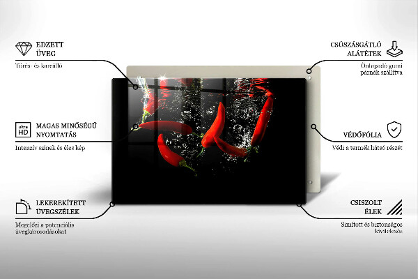 Zaščitna plošča za štedilnik Čili paprike v vodi