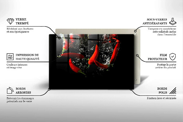 Zaščitna plošča za štedilnik Čili paprike v vodi