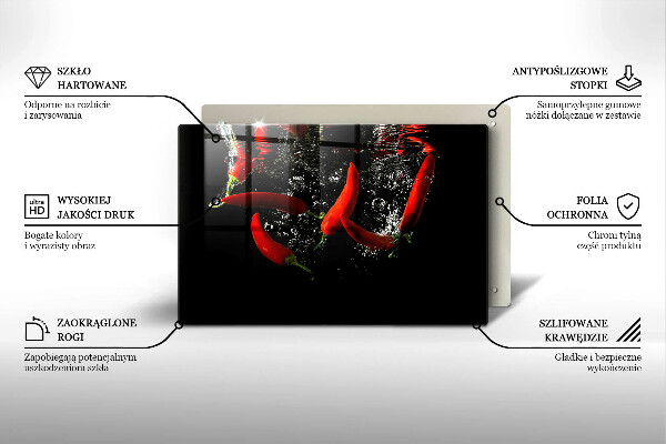 Zaščitna plošča za štedilnik Čili paprike v vodi