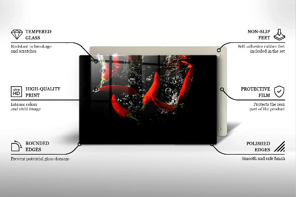 Zaščitna plošča za štedilnik Čili paprike v vodi