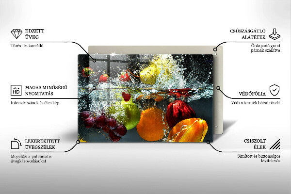 Zaščitna plošča za štedilnik Sočno sadje v vodi