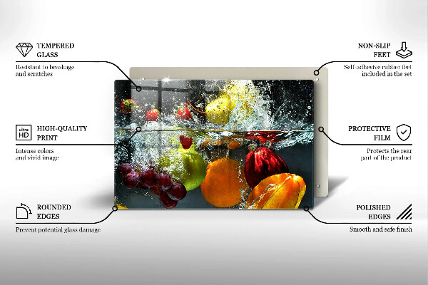 Zaščitna plošča za štedilnik Sočno sadje v vodi