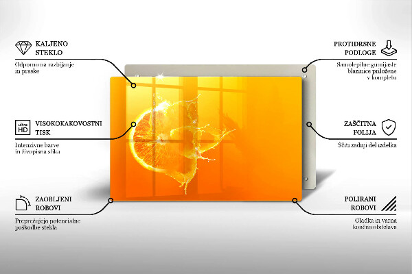 Zaščitna steklena plošča za štedilnik Sočno oranžno sadje