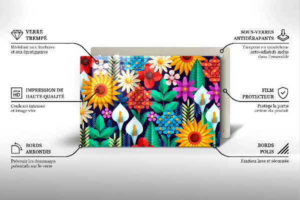 Zaščitna plošča za štedilnik Ilustracija travniškega cvetja