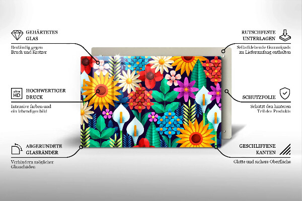 Zaščitna plošča za štedilnik Ilustracija travniškega cvetja