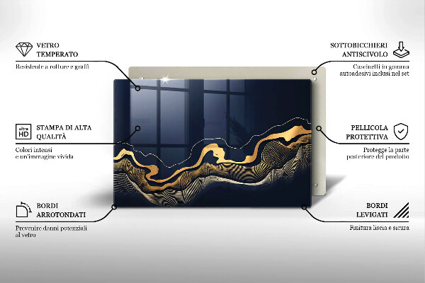 Zaščitna plošča za štedilnik Abstraktne zlate črte
