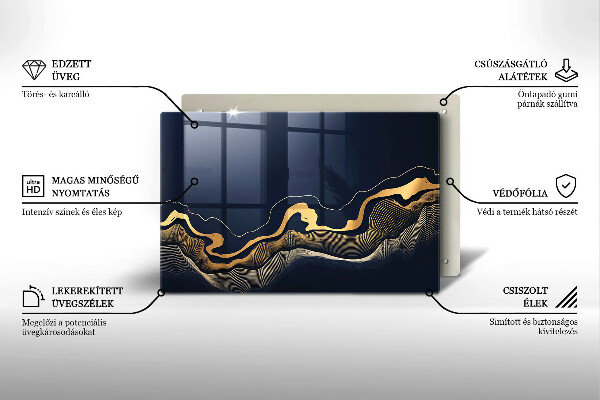 Zaščitna plošča za štedilnik Abstraktne zlate črte