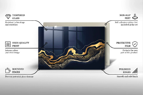 Zaščitna plošča za štedilnik Abstraktne zlate črte
