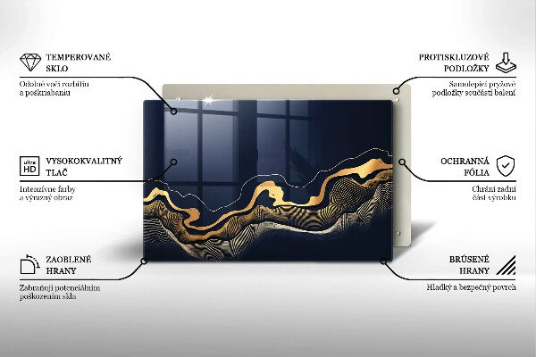 Zaščitna plošča za štedilnik Abstraktne zlate črte