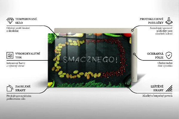 Zaščitna steklena plošča za štedilnik Napis Smacznego!