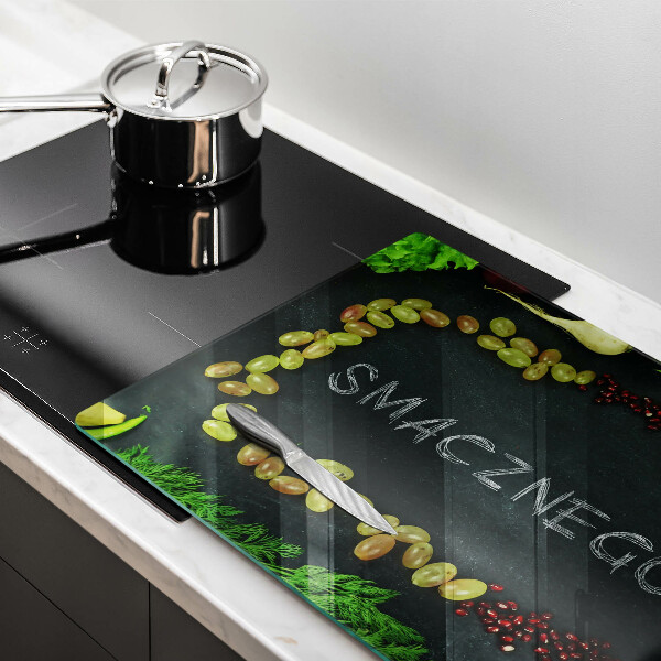 Zaščitna steklena plošča za štedilnik Napis Smacznego!