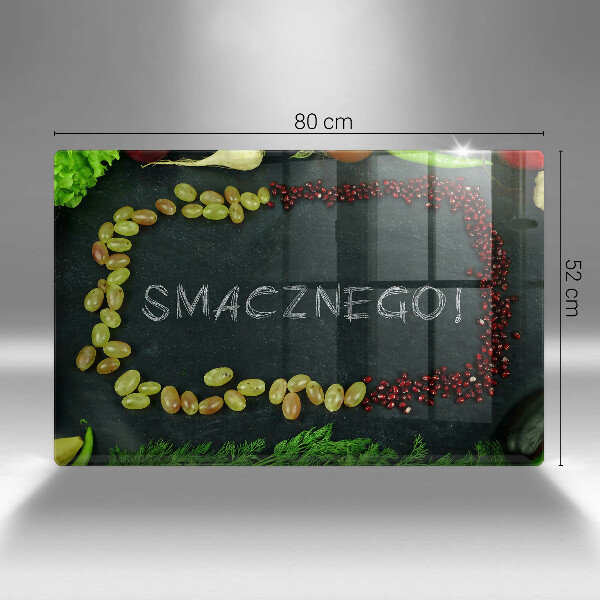 Zaščitna steklena plošča za štedilnik Napis Smacznego!