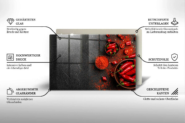 Zaščitna steklena plošča za štedilnik Rdeča čili paprika