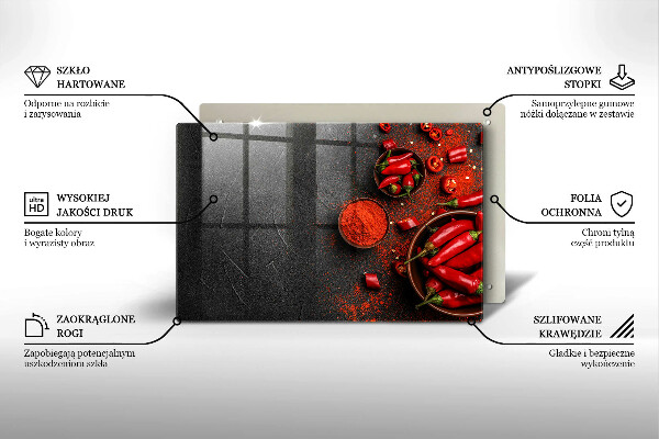 Zaščitna steklena plošča za štedilnik Rdeča čili paprika