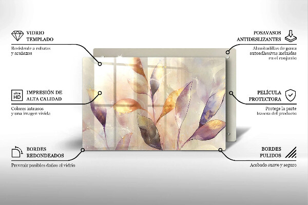 Zaščitna plošča za štedilnik Poslikani boho listi