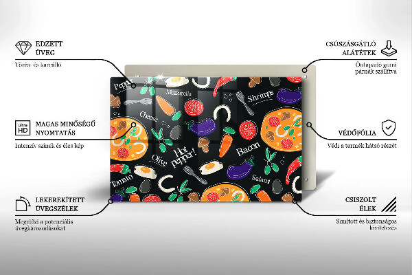 Zaščitna plošča za štedilnik Ilustracija hrane