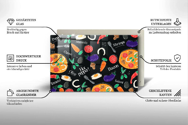 Zaščitna plošča za štedilnik Ilustracija hrane