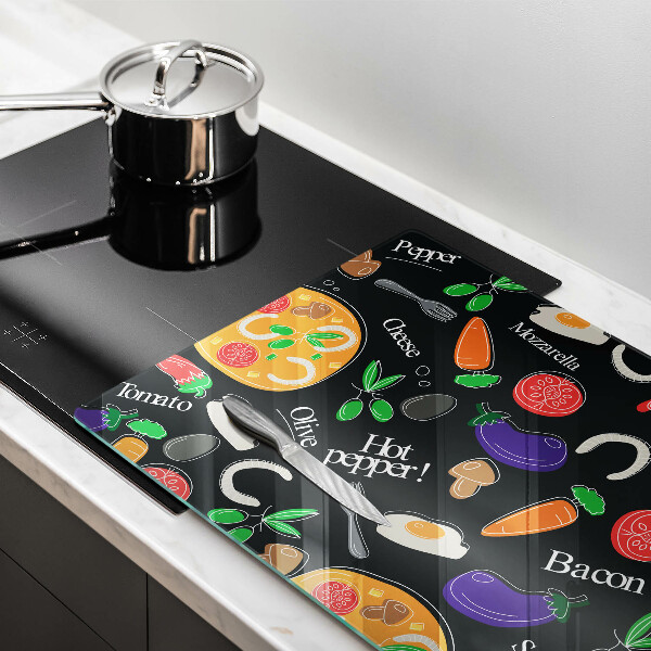 Zaščitna plošča za štedilnik Ilustracija hrane