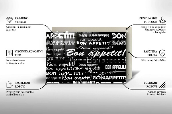 Zaščitna plošča za štedilnik Kuhinjski podnapisi Bon appetit