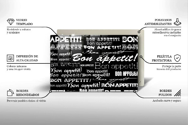 Zaščitna plošča za štedilnik Kuhinjski podnapisi Bon appetit