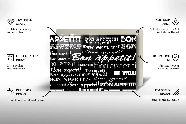 Zaščitna plošča za štedilnik Kuhinjski podnapisi Bon appetit