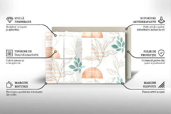 Zaščitna plošča za štedilnik Boho vzorec listov