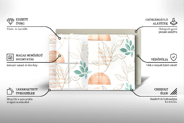 Zaščitna plošča za štedilnik Boho vzorec listov