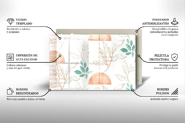 Zaščitna plošča za štedilnik Boho vzorec listov