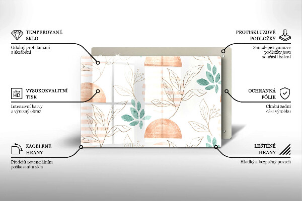 Zaščitna plošča za štedilnik Boho vzorec listov