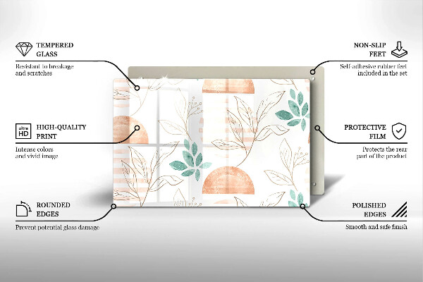 Zaščitna plošča za štedilnik Boho vzorec listov