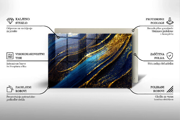 Stenska zaščitna plošča za štedilnik Mornarsko modra abstrakcija