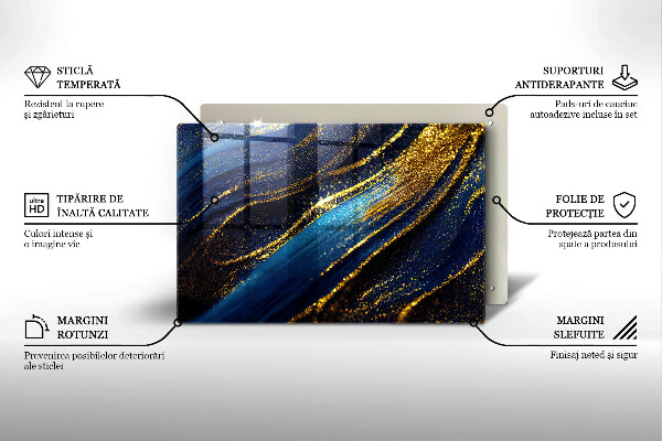 Stenska zaščitna plošča za štedilnik Mornarsko modra abstrakcija