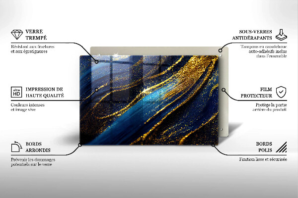 Stenska zaščitna plošča za štedilnik Mornarsko modra abstrakcija