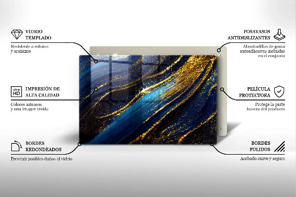 Stenska zaščitna plošča za štedilnik Mornarsko modra abstrakcija