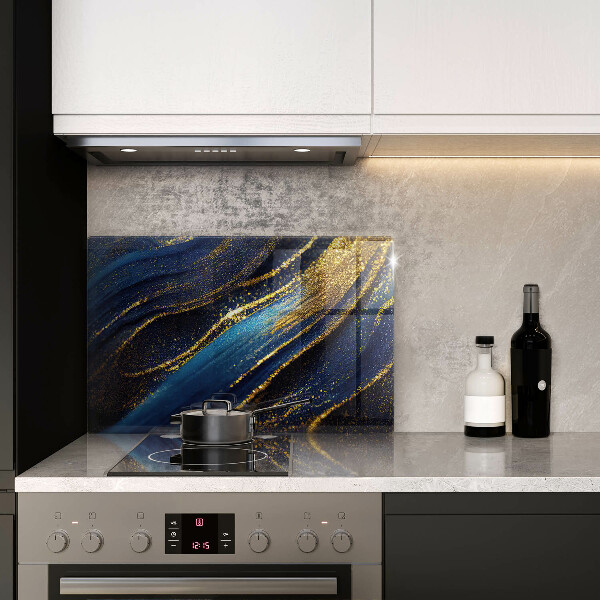 Stenska zaščitna plošča za štedilnik Mornarsko modra abstrakcija