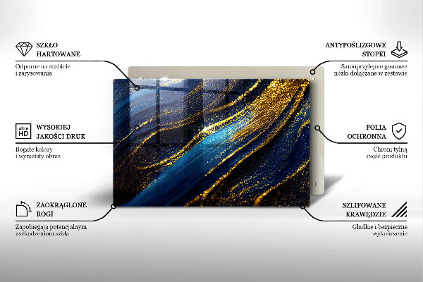 Stenska zaščitna plošča za štedilnik Mornarsko modra abstrakcija