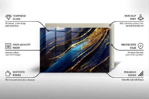 Stenska zaščitna plošča za štedilnik Mornarsko modra abstrakcija