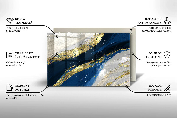 Stenska zaščitna plošča za štedilnik Tekstura z zlatom