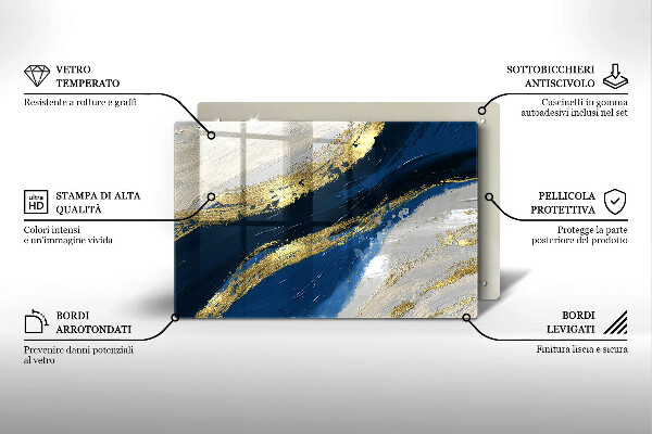 Stenska zaščitna plošča za štedilnik Tekstura z zlatom
